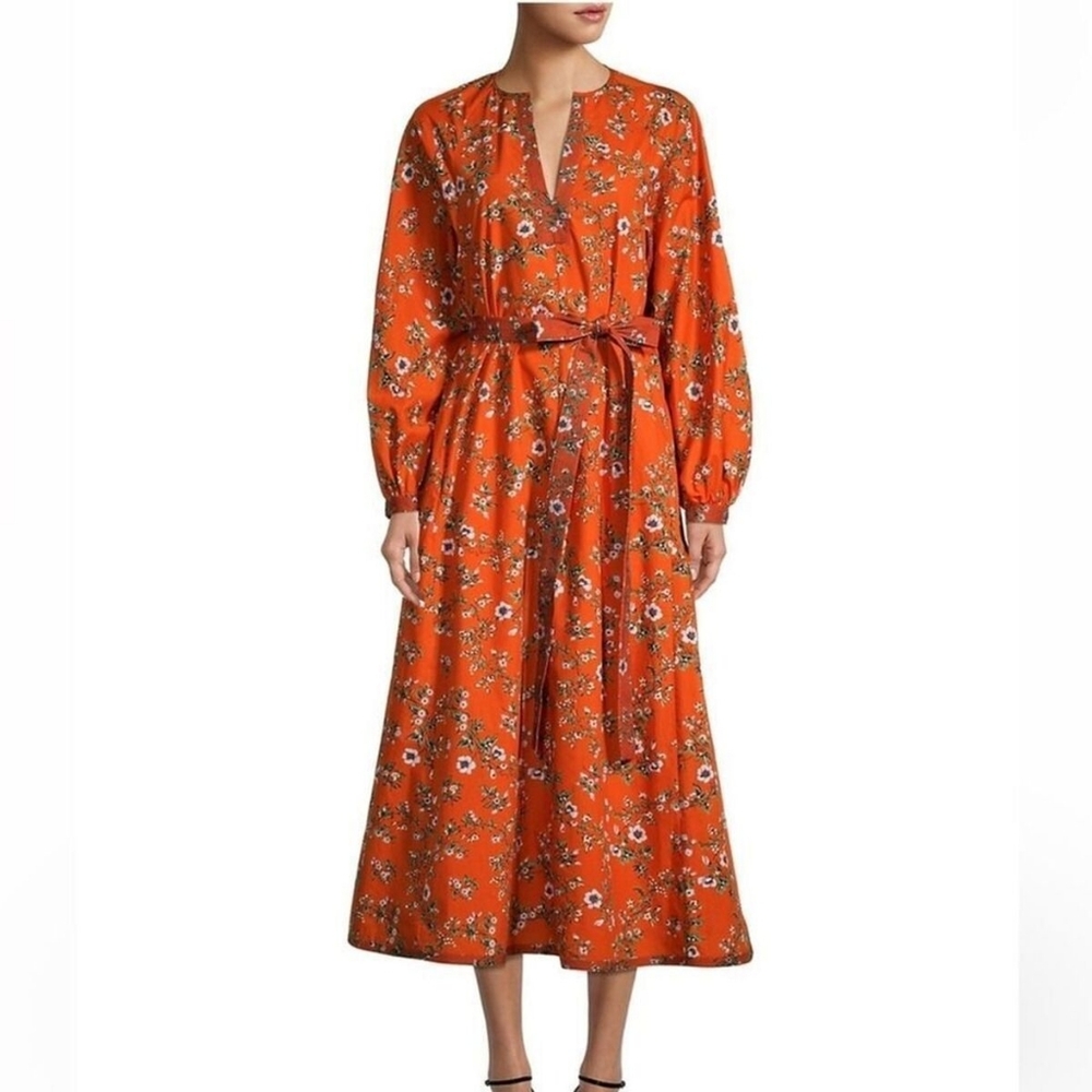 Tory Burch Lyonnaise rust orange floral dress 2